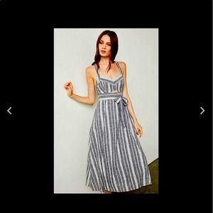 NWT SZ 0 BCBGMAXAZRIA STRIPED LINEN SUNDRESS